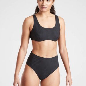 Athleta Black Rib Bra Cup Bikini Top - Size 34D/DD